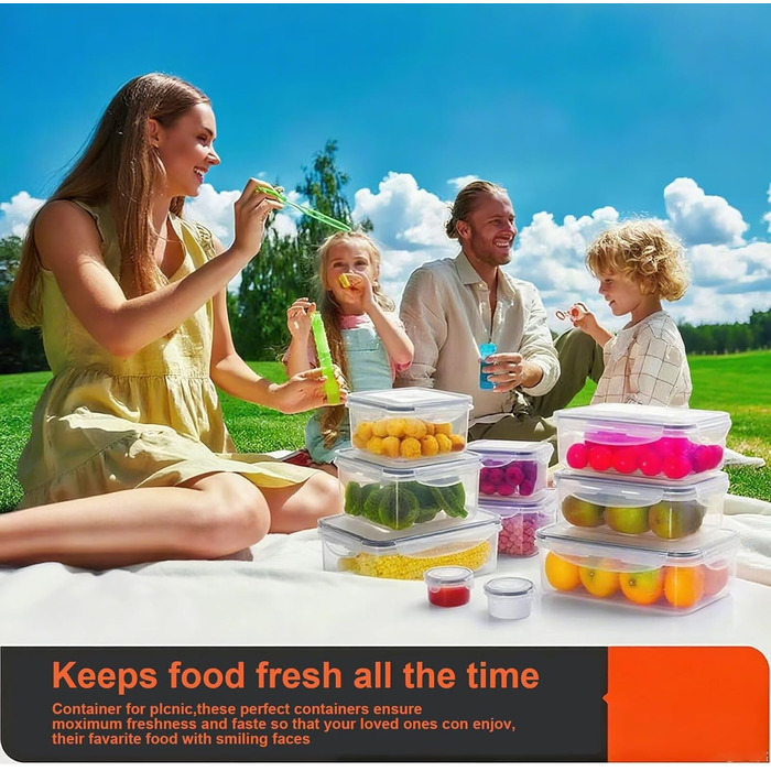 Контейнери для зберігання їжі 48er з кришкою, набір контейнерів для Meal Prep, 24 контейнери + 24 кришки, герметичні та стійкі до протікання, BPA-free, придатні для миття в посудомийній машині, заморожування та використання в мікрохвильовій печі, BXH-24