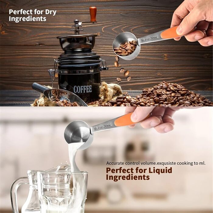 5/10Pcs Stainless Steel Measuring Set, Stackable Measuring Cups and Spoons Set for Kitchen, Tea, Coffee, Baking, Measuring Tool (5Pcs Cup Set)