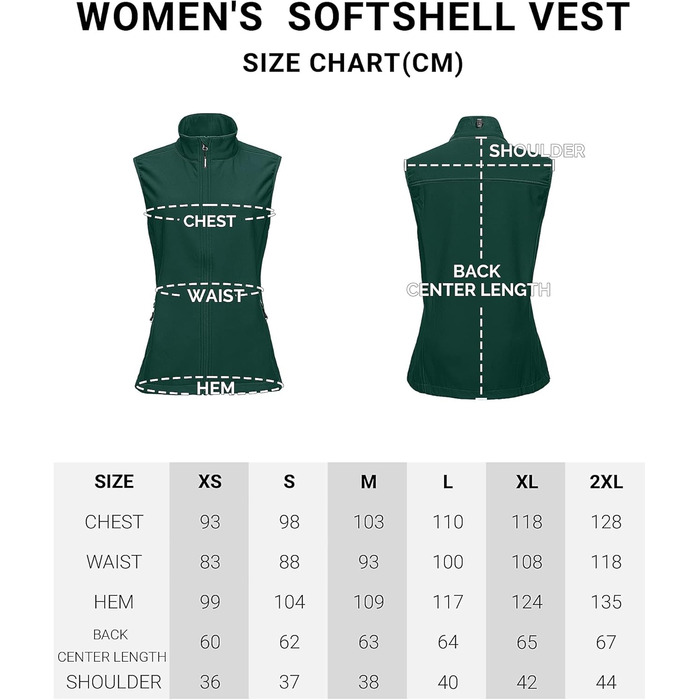 Жіноча софтшеллова жилетка Outdoor Ventures - тепла, вітронепроникна жилетка з флісу для спорту, гольфу та активного відпочинку (темно-зелений)