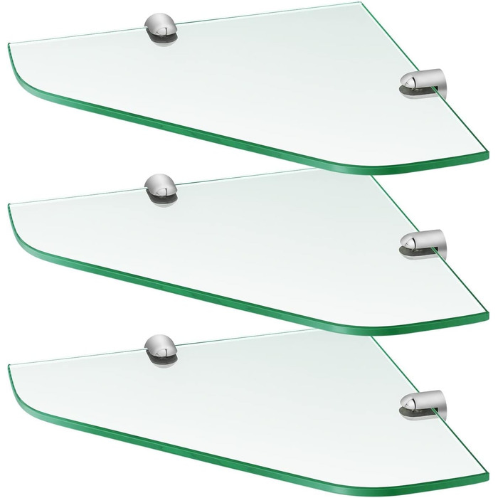 S'AFIELINA Glass Shelf Shower Caddy 6mm Glass Corner Shelf Tempered Glass Shelf Shower Glass Shelf for Bathroom Shower Shelf 23cm x 23cm (3 Piece)