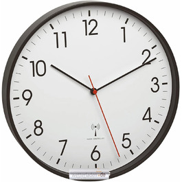 TFA Dostmann Analog Wall Clock with Metal Frame, 305 x (H) 47 mm, Plastic, 60.3537.01 (Black with Battery)
