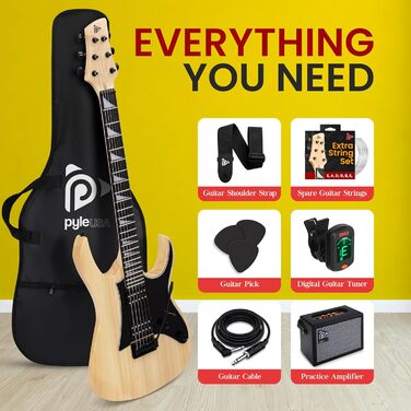 Електрогітара Pyle Prog Rock EG Series з підсилювачем, 39 дюймів (99.1 см), Dual Humbucker, палісандровий гриф, корпус з палісандра, комплект аксесуарів