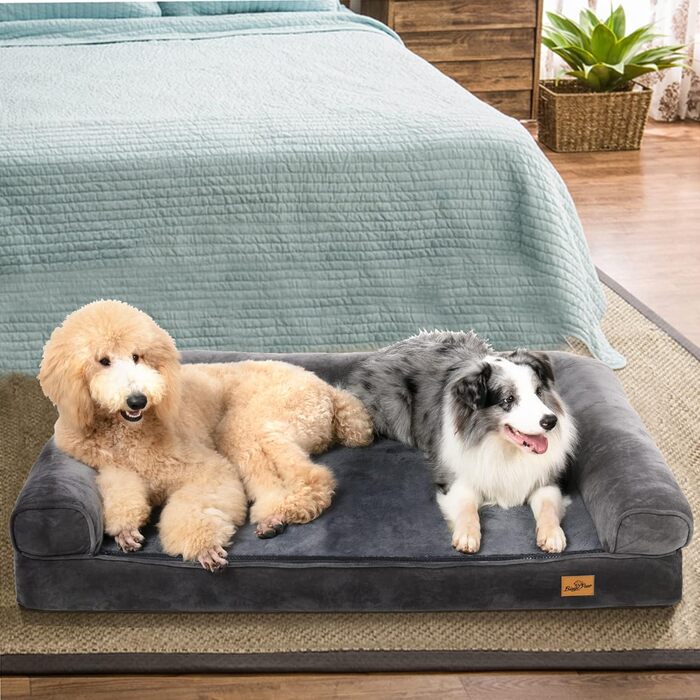 Orthopedic Dog Bed XL 100x75 cm: Dog Sofa for Large/Medium Dogs, Ergonomic Dog Beds with Raised Edge, 2 in 1 Removable Washable Non-Slip Dog Mattress (XXXL: 135x100x24 cm)