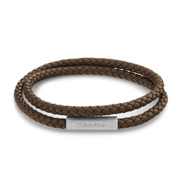 Браслет шкіряний чоловічий Calvin Klein LATCH (коричневий) подвійний оберт