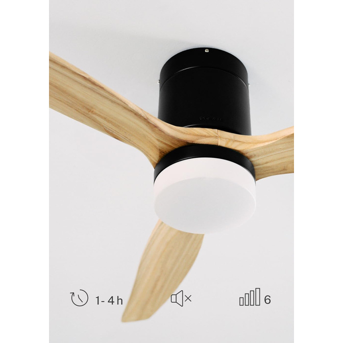 Вентилятор стельовий Windcalm M з дистанційним керуванням, ABS-пластик, 40W, Ø132cm, таймер, DC-двигун, літньо-зимовий режим, з підсвічуванням, колір 