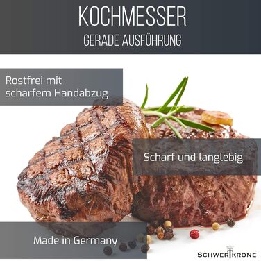 Ніж кухарський Schwertkrone Chefmesser з ручкою з горіхового дерева, 20 см, Made in Germany