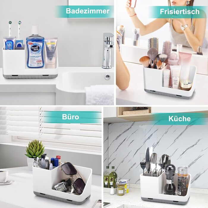 Тримач для зубних щіток у ванну кімнату: органайзер з отвором для зливу, знімний, сірий