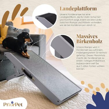 Рампа для собак Hunderampe - регульована, 18-53 см, для ліжка/софи, з берези, антиковзка, чорна/сіра