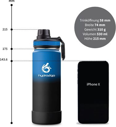 Stainless Steel Water Bottle – BPA-free Thermos Bottle for Kids, School, Sports & Outdoors – Keeps Drinks Hot for up to 12H and Cold for up to 24H – Includes 3 Drinking Caps – (Space, 530 ml)