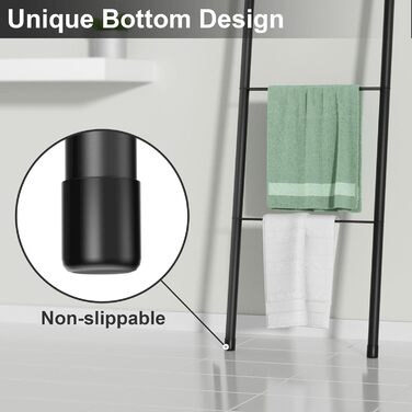 Підставка для рушників настінна металева біла – тримач для рушників, ковдр, простирадл (4 яруси, білий/чорний)