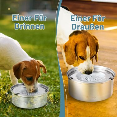 Миска для собак без облизування, нержавіюча сталь, миска для пиття собак Anti-Schlabber, неслизька та витокостійка миска для собак, маленьких та середніх собак (3L+1L)