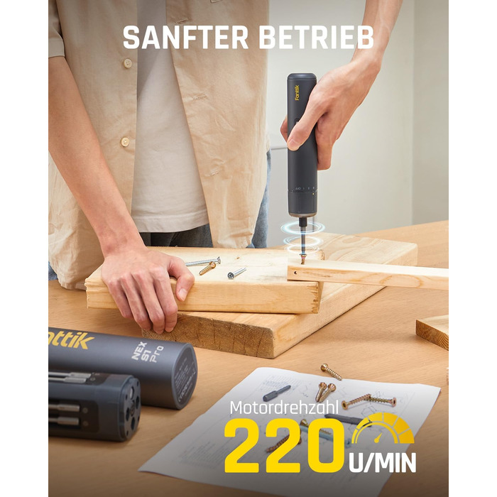 Електрична викрутка Fanttik S1 Pro 3.7V з магнітом, комплект з 16 біт, регулювання крутного моменту до 6 Nm, акумулятор 2000 mAh, для ремонту меблів та комп'ютерів