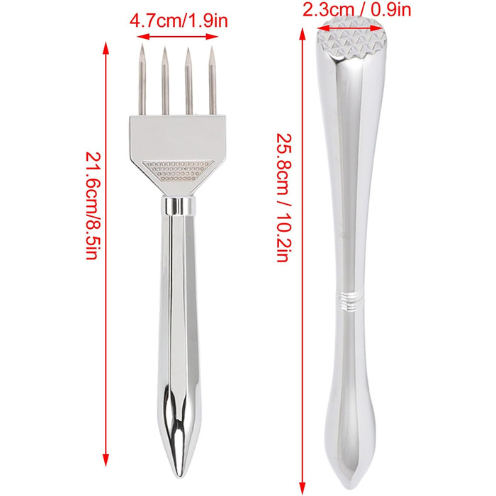 Ice pick, metal, stainless steel, ice axe, ice breaker, ice chisel, ice removal pick, crushed ice tool for kitchen bars, bartenders (A)