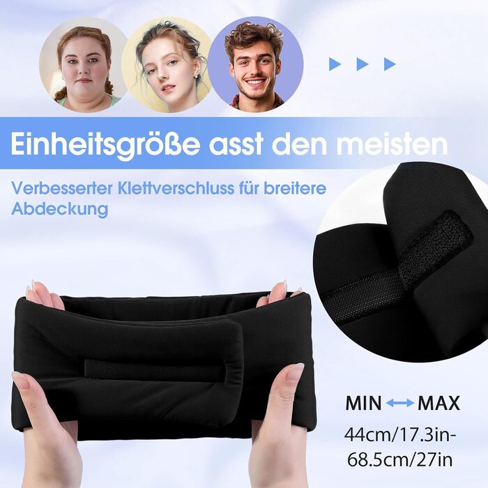 Маска для сну з Bluetooth навушниками, шовкова, 100% затемнення, для чоловіків та жінок, м'яка, для сну, подорожей та релаксації, чорна