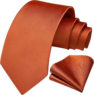 Краватка та нагрудна хустинка Enlision Solide для чоловіків, однотонні, різні кольори (L- Gebranntes Orange)