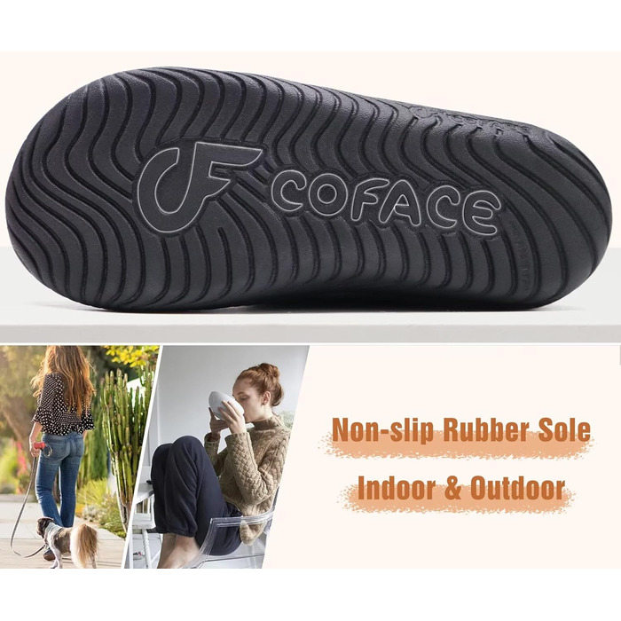 COFACE Чобітки для дому жіночі, теплі, з м'якою підкладкою, зимові, чорні (44 EU)