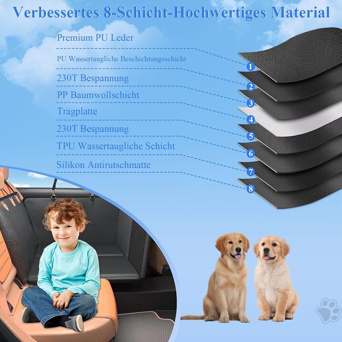 Накладка на сидіння автомобіля для собак, водовідштовхувальна, з жорсткою основою, для SUV, позашляховиків та мінівенів (помаранчевий)