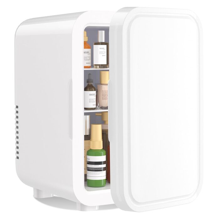 Міні-холодильник YASHE 6 л, 8 банок, 220–240 В AC/DC, портативний термоелектричний, для спальні, догляду за шкірою, напоїв, офісу, гуртожитку та авто, білий