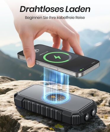 Портативний зарядний пристрій ADDTOP Solar Power Bank 26800mAh з сонячною панеллю, USB-C, 3.0A, 4 виходи для смартфонів та планшетів, ліхтар для кемпінгу та відпочинку на природі (Чорний)