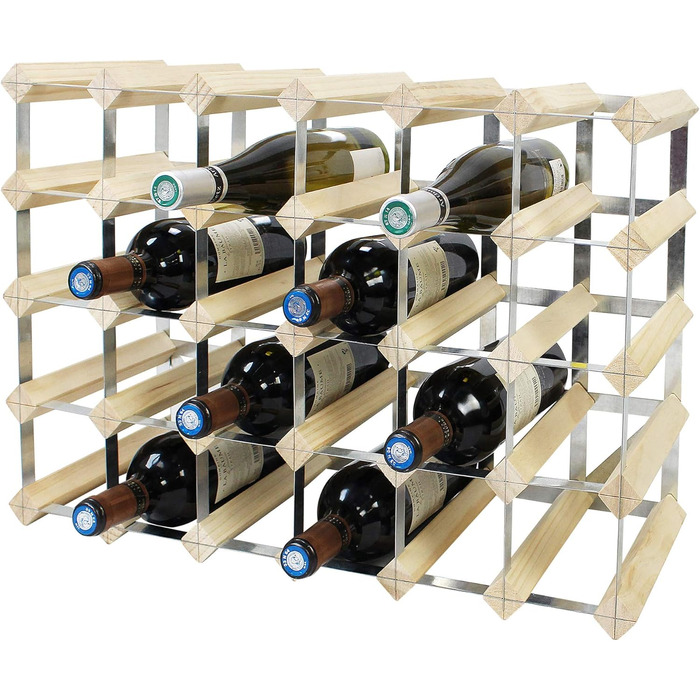 Todeco - Wine Rack, Bottle Rack, Wine Stand, Wine Holder, Wine Rack Wood for 30, Natural Wood