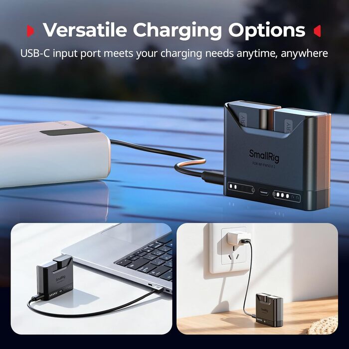 Зарядний пристрій SMALLRIG NP-FW50 для Sony (2 слоти, USB-C, 11W) - A6000, A6100, A6300, A6400, ZV-E10, A7, A7S, A7R