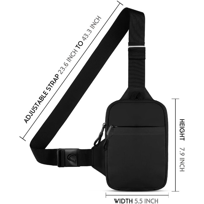Чоловіча сумка-слінг Simptech: компактна, водонепроникна, для бігу, фітнесу, подорожей (чорна)