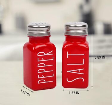 Red Salt and Pepper Shaker Set, Kitchen Decoration, Glass Salt and Pepper Shaker Set, Cute Salt Shaker, Gift for Women, Wedding Decoration, Red Salt Shaker (2 red)