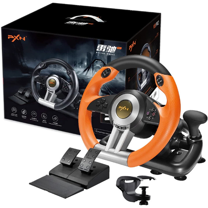 PXN V3II Racing Wheel - Ігрове кермо для PS3/PS4, Xbox, Nintendo Switch та PC, рожеве