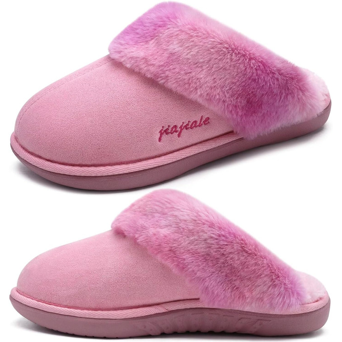 Жіночі домашні тапочки Jiajiale: теплі, пухнасті сліпони для зими з м'якою устілкою та зносостійкою гумовою підошвою. Рожевий, 37 EU