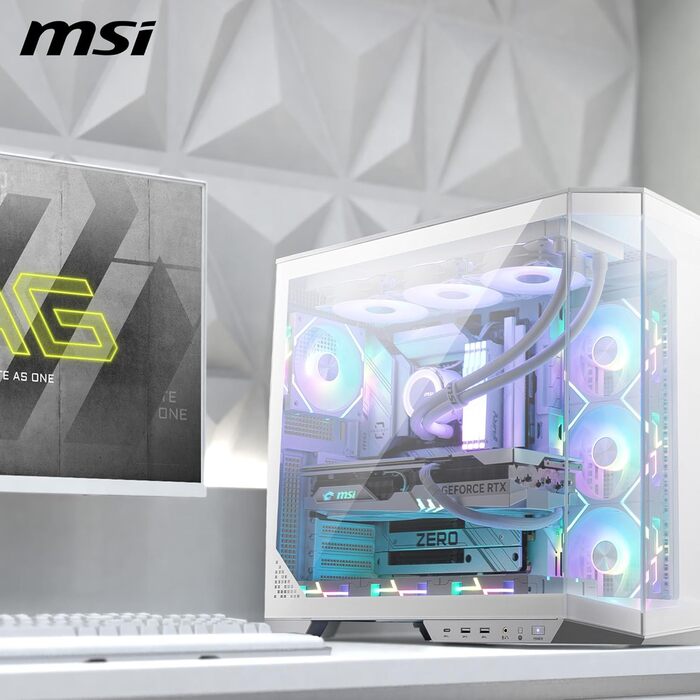 Корпус ПК MSI MAG PANO 100L PZ WHITE ATX з підтримкою GPU-стійкою, індикатором рівня заповнення, фільтрами від пилу та USB Type-C (20Gbps)