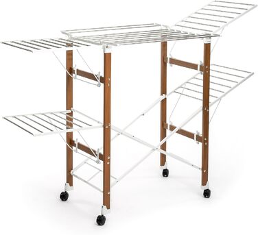 InnovaGoods - Folding and Extendable Metal Clothes Rack, 3 Height Levels, 11 Rods, Waterproof, Lightweight, Tool-Free Assembly, Iron, Size A (White)