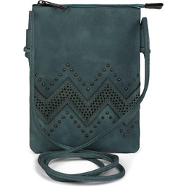 Сумка жіноча styleBREAKER Mini Bag Piniengrün (оливково-зелена) через плече з вирізами зигзаг та заклепками