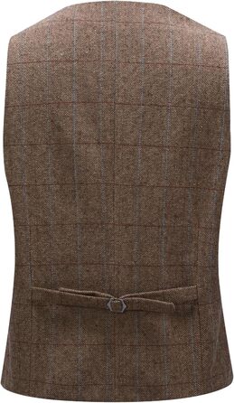 Жилет чоловічий в клітинку 'Риб'яча кістка' – костюмний жилет, коричневий (L)