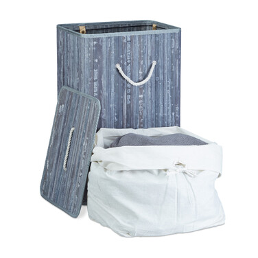 Relaxdays Bamboo Laundry Basket, Square