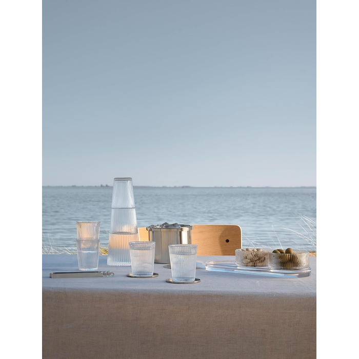 Stelton Pilastro Drinking Glasses - Ribbed Water Glasses Set - Dishwasher Safe, Stackable, for Hot & Cold Drinks - 150ml - Set of 6