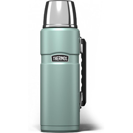 Термос King Thermos з нержавіючої сталі, сірий (качиний синій), 1.2 л, з ручкою та стаканом