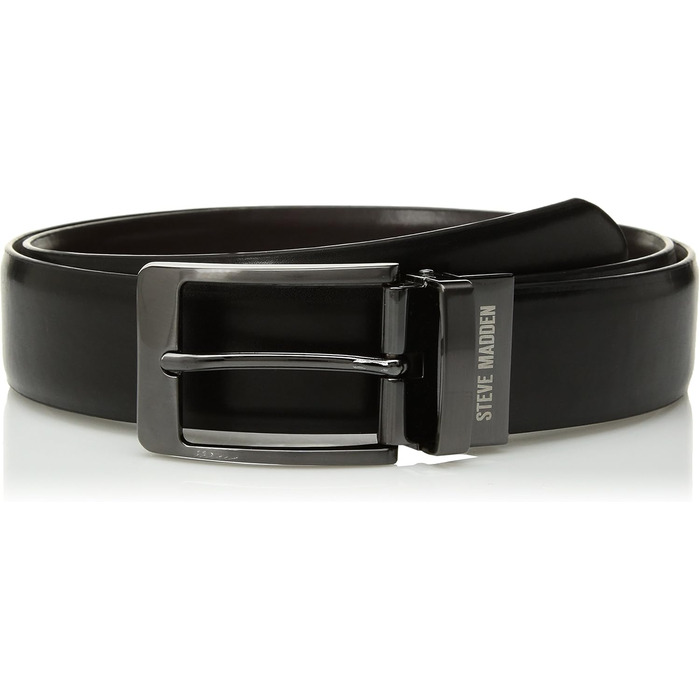 Чоловічий шкіряний ремінь Steve Madden, двосторонній, чорний/коричневий (1 шт.)