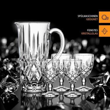 Nachtmann 5-Piece Jug Set, 1190 ml Pitcher with 4 Universal Glasses 350 ml each, Noblesse, 102387, Crystal Glass Gift Set, Dishwasher-Safe