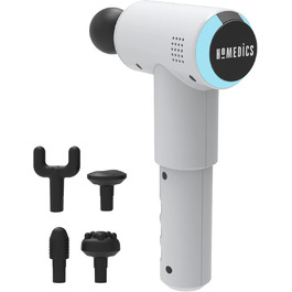 Масажер для тіла HoMedics Mini Massage Gun - бездротовий, перезаряджається, з 5 насадками, для розслаблення м'язів. Білий