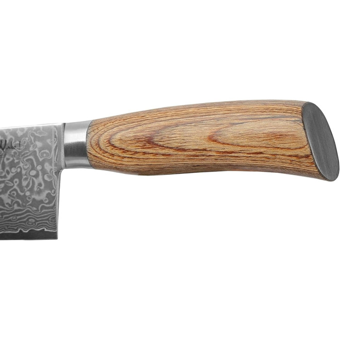 Wakoli EDIB Pro ніж кухарський з дамаської сталі (серцевина VG10) з 20 см лезом – гострий та збалансований – ніж з дамаської сталі з ручкою з паккавуду в подарунковій коробці – ніж кухарський з дамаської сталі для професійних та аматорських кухарів (з гра