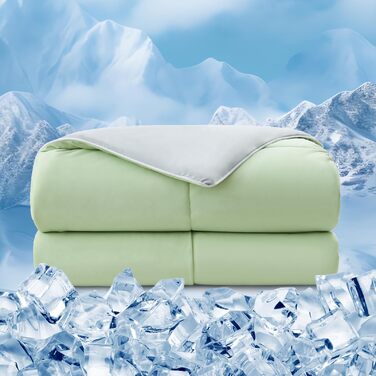 Охолоджуюча ковдра EMME Arc-Chill Q-Max 0.45 (155x220 см, зелена) - літня, двостороння, тонка стеганая ковдра