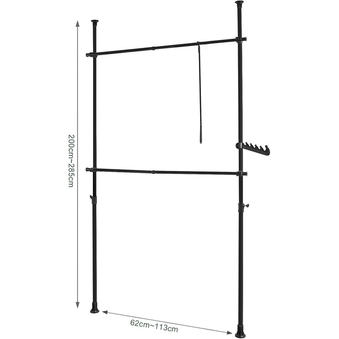 SoBuy® FRG109 Telescopic Wardrobe System with 2 Clothes Rails Clothes Storage System Shelf System Clothes Rack (Black)