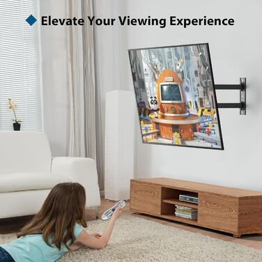 Кріплення для телевізора BONTEC: поворотне та нахилене, для LCD, LED, OLED, Plasma, Flat & Curved телевізорів/моніторів (26-60 дюймів), до 45 кг, VESA 400x400 мм