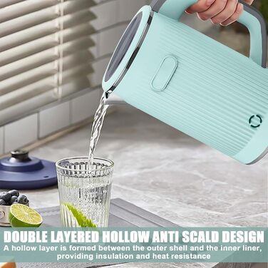 Електричний чайник-термос 800 мл, 600 Вт, для подорожей та кемпінгу, з нержавіючої сталі, для чаю та кави (зелений)