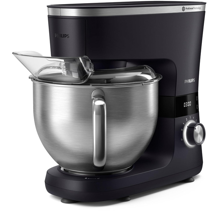 Кухонна машина Philips 7000 Series 5,5 л, 1000 Вт, 8 швидкостей, ProKnead, LED таймер, насадки для замішування та збивання, HR7962/01