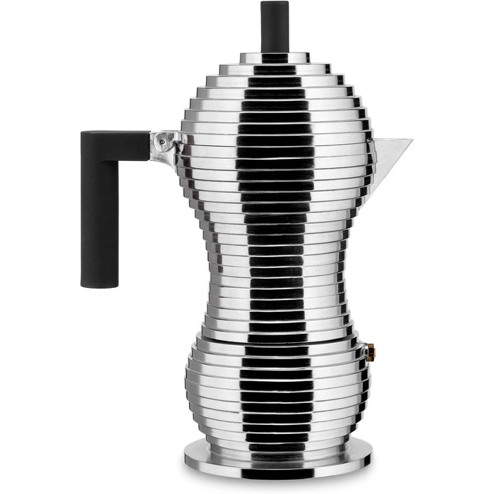 Кавоварка Alessi Pulcina, чорна, алюміній, 5.4 x 14.5 x 33.5 см, на 6 чашок