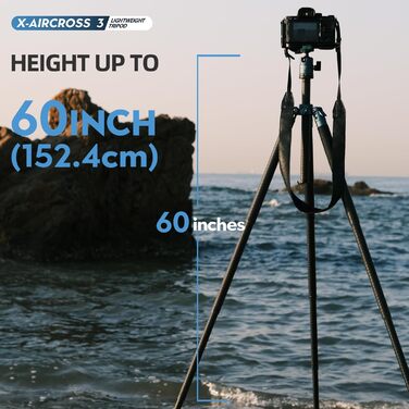 Штатив Fotopro Carbon X-Aircross 2: Легкий карбоновий штатив з кульковою головкою, 151 см, до 10 кг, блакитний