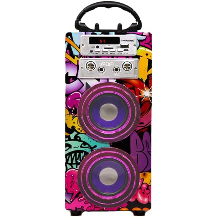 Караоке DYNASONIC з 2 мікрофонами, портативна караоке-машина, Bluetooth-колонки, USB та SD-картрідер, світлові ефекти, подарунок для дітей 5-13 років (025-12 Licht)