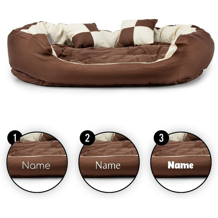 Ліжко для собак та котів Lionto 4-в-1 з поворотним подушкою, 65x50 см, з міцного оксфорду, водовідштовхувальне, з глибоким входом, з декоративною подушкою, для всіх розмірів, (колір: коричневий/бежевий)