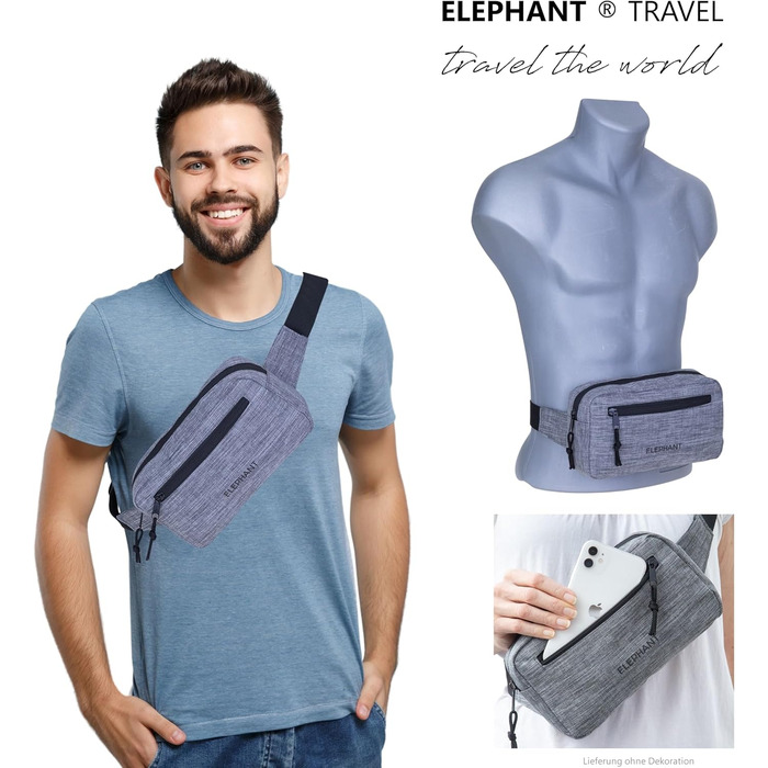 Сумка на пояс для жінок та чоловіків, велика міська сумочка, сумка через плече, спортивна сумка-шоппер, сумка-елемент для подорожей (сіро-чорна 13027)